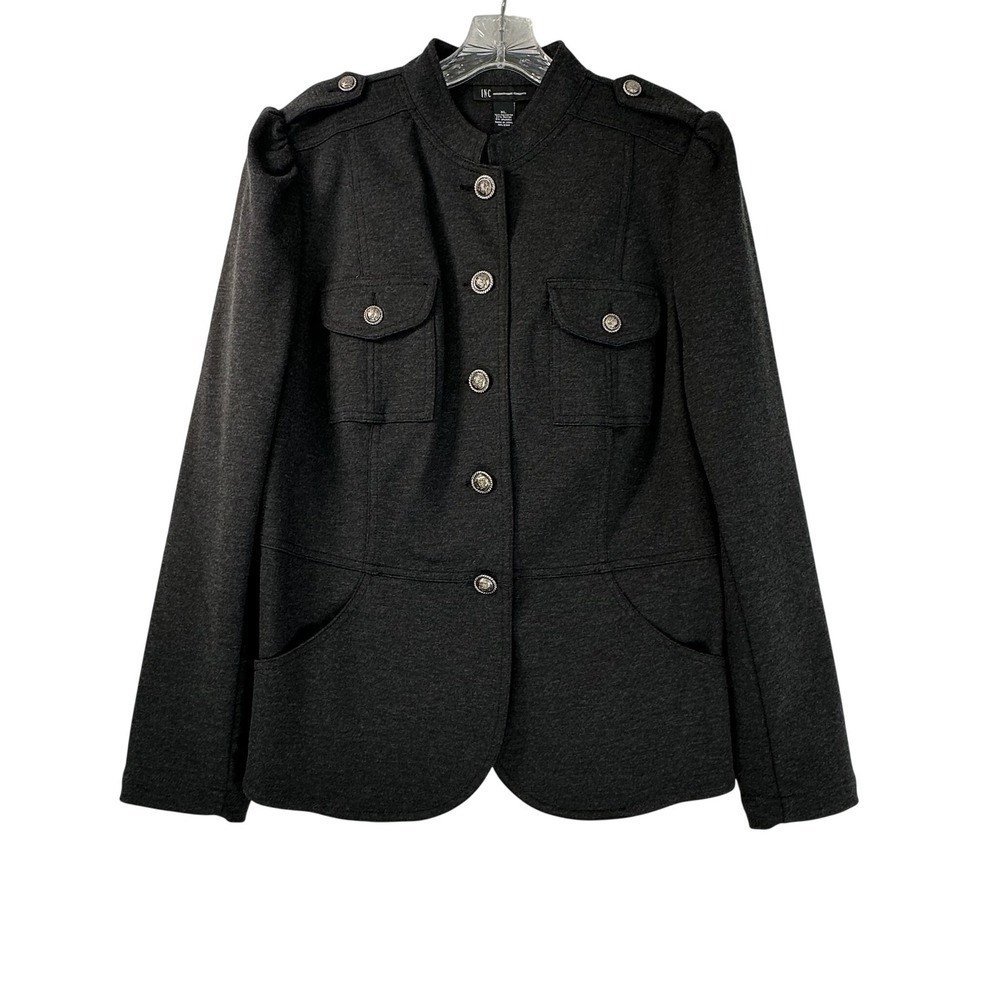 INC International Concepts Womens XL Heather Grey Military Knit Jacket Blazer